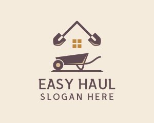 Home Construction Shovel Wheelbarrow  logo design