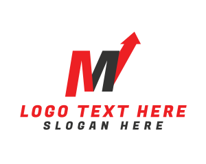 Statistics - Logistics Letter M Arrow logo design