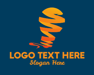 Brainstorm - Orange Ribbon Light Bulb logo design