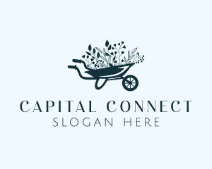 Wheelbarrow Flower Garden logo design