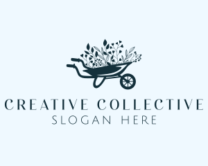 Wheelbarrow Flower Garden logo design