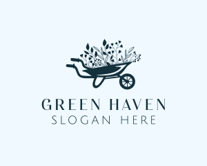 Garden - Wheelbarrow Flower Garden logo design