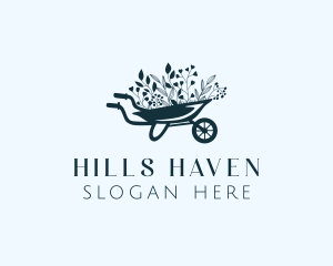 Wheelbarrow Flower Garden logo design