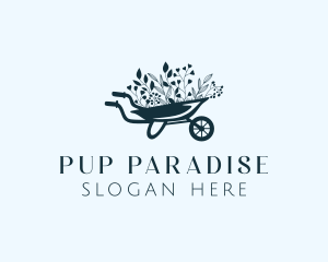 Wheelbarrow Flower Garden logo design