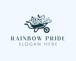 Wheelbarrow Flower Garden logo design