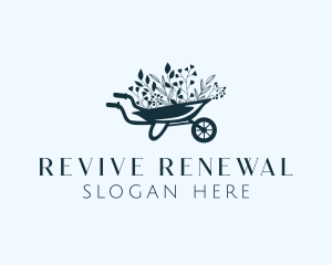 Wheelbarrow Flower Garden logo design