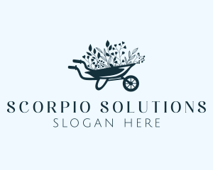 Wheelbarrow Flower Garden logo design