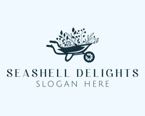 Wheelbarrow Flower Garden logo design