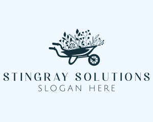 Wheelbarrow Flower Garden logo design