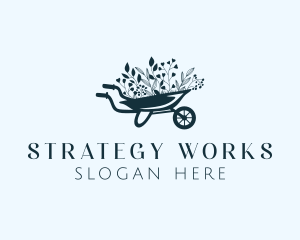 Wheelbarrow Flower Garden logo design