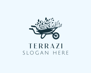 Wheelbarrow Flower Garden logo design