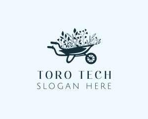 Wheelbarrow Flower Garden logo design