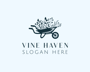 Wheelbarrow Flower Garden logo design