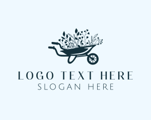 Wheelbarrow Flower Garden Logo