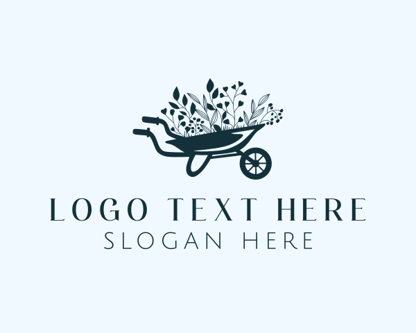 Gardener - Wheelbarrow Flower Garden logo design