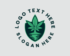 Water - Island Marijuana Shield logo design