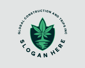 Palm Tree - Island Marijuana Shield logo design
