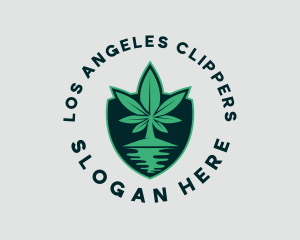 Plant - Island Marijuana Shield logo design