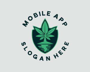 Plant - Island Marijuana Shield logo design