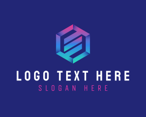 Gradient Hexagon Letter E logo design
