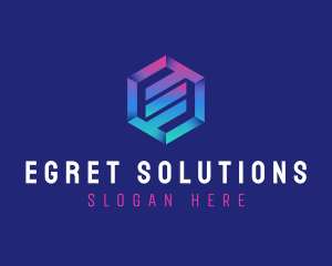 Gradient Hexagon Letter E logo design