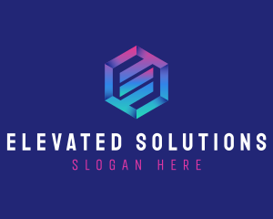 Gradient Hexagon Letter E logo design