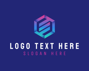 Purple - Gradient Hexagon Letter E logo design