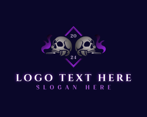 Skull Smoking Cigar logo design