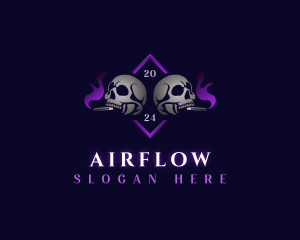 Skull Smoking Cigar logo design