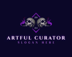 Skull Smoking Cigar logo design