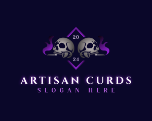 Skull Smoking Cigar logo design