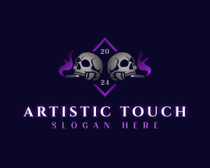 Skull Smoking Cigar logo design