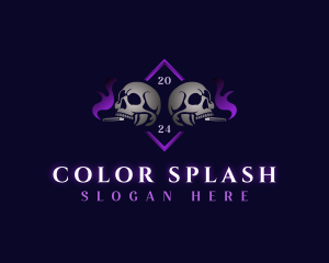 Skull Smoking Cigar logo design