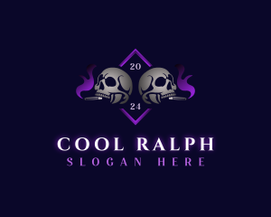 Skull Smoking Cigar logo design