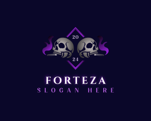 Skull Smoking Cigar logo design