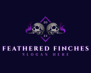 Skull Smoking Cigar logo design