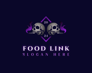 Skull Smoking Cigar logo design