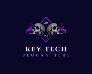 Skull Smoking Cigar logo design