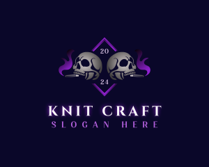 Skull Smoking Cigar logo design