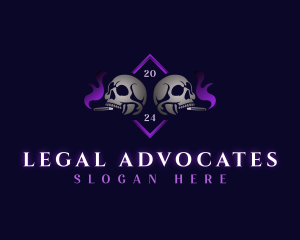 Skull Smoking Cigar logo design