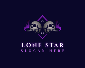 Skull Smoking Cigar logo design