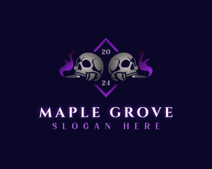 Skull Smoking Cigar logo design