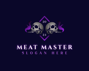 Skull Smoking Cigar logo design