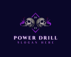 Skull Smoking Cigar logo design