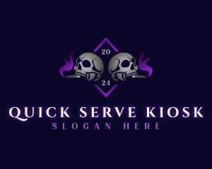 Skull Smoking Cigar logo design