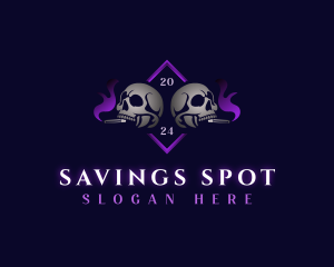 Skull Smoking Cigar logo design