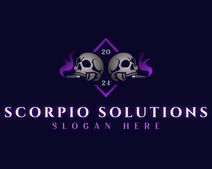 Skull Smoking Cigar logo design