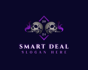 Skull Smoking Cigar logo design