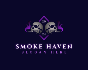 Skull Smoking Cigar logo design