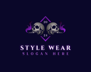 Skull Smoking Cigar logo design